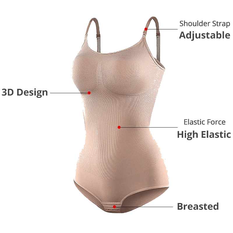 V Neck Spaghetti Strap Bodysuits Compression Body Suits Open Crotch Shapewear Slimming Body Shaper Smooth Out Bodysuit