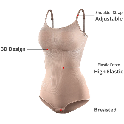 V Neck Spaghetti Strap Bodysuits Compression Body Suits Open Crotch Shapewear Slimming Body Shaper Smooth Out Bodysuit