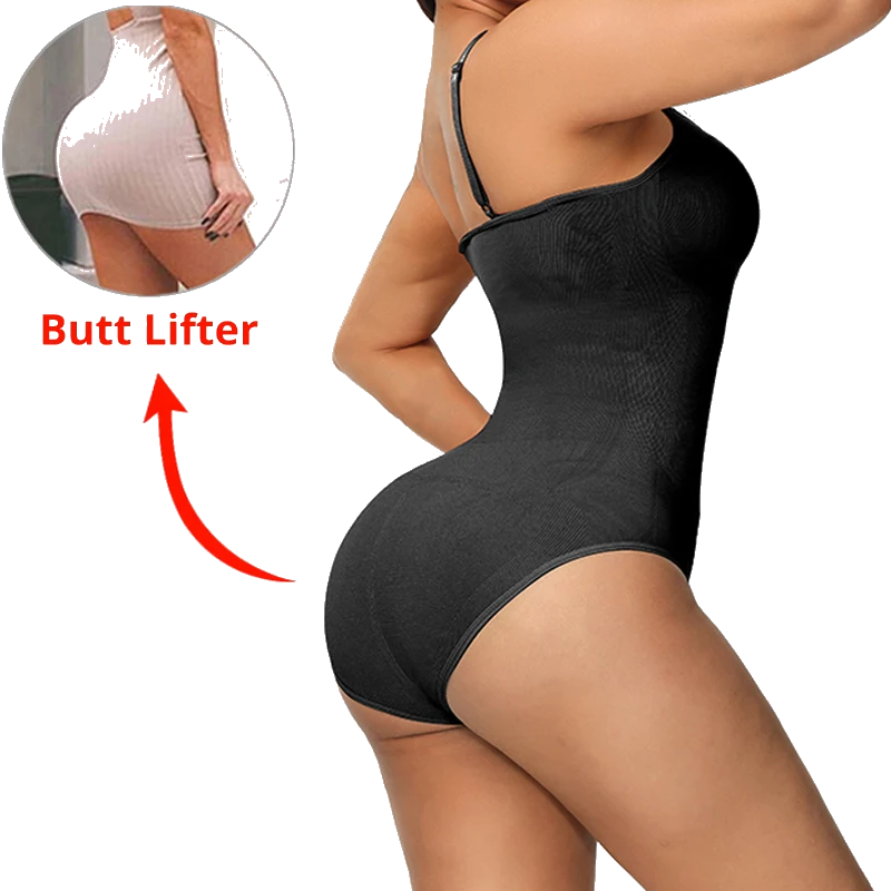 V Neck Spaghetti Strap Bodysuits Compression Body Suits Open Crotch Shapewear Slimming Body Shaper Smooth Out Bodysuit