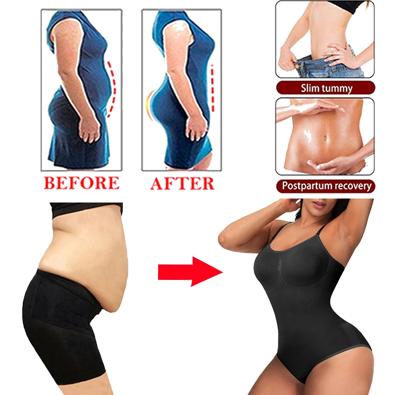 V Neck Spaghetti Strap Bodysuits Compression Body Suits Open Crotch Shapewear Slimming Body Shaper Smooth Out Bodysuit